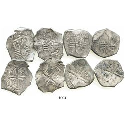 Lot of 4 Mexico City, Mexico, cob 4 reales, Philip IV, assayer P (where visible), with chopmarks and