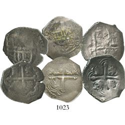 Lot of 3 Mexico City, Mexico, cob 2 reales, Philip IV, assayers D and not visible.