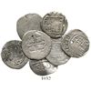 Image 1 : Lot of 7 Mexico City, Mexico, cob 1R, Philip II and III, assayers O, F and D (where visible).