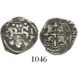 Mexico City, Mexico, cob 1/2 real, Philip III, assayer D/F below I to right, mintmark oM to left, fl