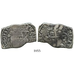 Mexico City, Mexico, cob-style klippe 8 reales, 1733F, rare single-letter assayer.