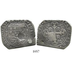 Mexico City, Mexico, klippe 8 reales, 1733MF, with Guatemala sun-over-mountains countermark (Type II