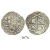 Image 1 : Lima, Peru, cob 1 real, Philip II, assayer Diego de la Torre, *-I to left, P-dot-D to right.