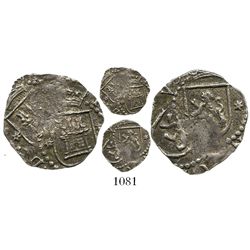 Lima, Peru, cob 1/4 real, Philip II, assayer Diego de la Torre, * to left of shield and * to right o
