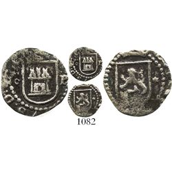 Lima, Peru, cob 1/4 real, Philip II, assayer Diego de la Torre, * to left and P to right of castle,