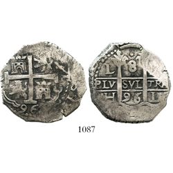 Lima, Peru, cob 8 reales, 1696H.
