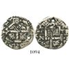 Image 1 : Lima, Peru, cob 2 reales Royal, 1730N, flipover double-strike, rare.