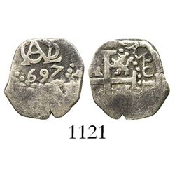 Lima, Peru, cob 1/2 real, 1697.