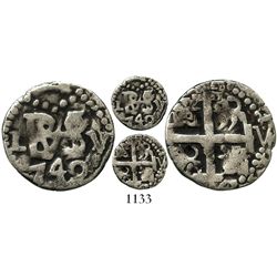 Lima, Peru, cob 1/2 real Royal, 1742V, unique.