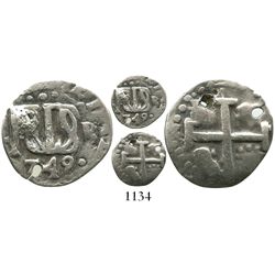 Lima, Peru, cob 1/2 real Royal, 1749R, unique.