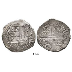 Potosi, Bolivia, cob 8 reales, Philip III, assayer R (curved leg), ex-Raymond.