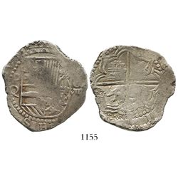 Potosi, Bolivia, cob 8 reales, Philip III, assayer Q.