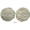 Image 1 : Potosi, Bolivia, cob 8 reales, Philip IV, assayer P (mid-1620s), quadrants of cross transposed.