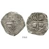 Image 1 : Potosi, Bolivia, cob 8 reales, Philip IV, assayer T (mid- to late 1620s), quadrants of cross transpo