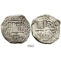 Potosi, Bolivia, cob 8 reales, 1629T, heavy-dot borders, denomination o-VIII.
