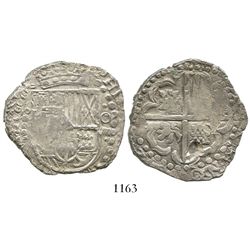 Potosi, Bolivia, cob 8 reales, 162(9?)(T?), date at 8 o'clock, heavy-dot borders, denomination o-VII