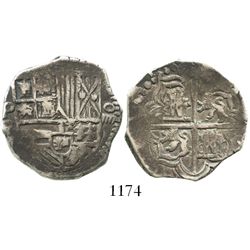 Potosi, Bolivia, cob 4 reales, Philip II, assayer B (5th period).