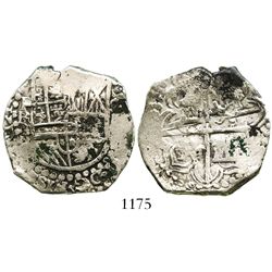 Potosi, Bolivia, cob 4 reales, Philip III, assayer RL (curved leg).