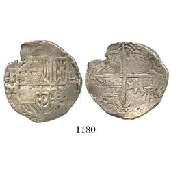 Potosi, Bolivia, cob 4 reales, Philip III, assayer M, quadrants of cross transposed.