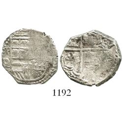 Potosi, Bolivia, cob 2 reales, Philip III, assayer Q/C, rare.