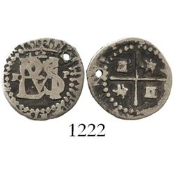 Potosi, Bolivia, cob 1/2 real, Philip III (ordinal visible), assayer R to left, mintmark P to right,