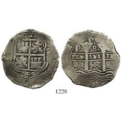 Potosi, Bolivia, cob 8 reales, 1653E.