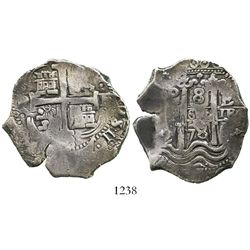 Potosi, Bolivia, cob 8 reales, 1678E.