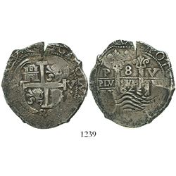 Potosi, Bolivia, cob 8 reales, 1682V.