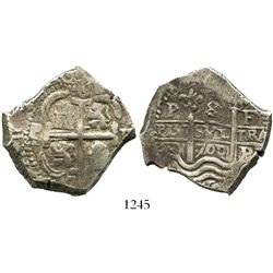 Potosi, Bolivia, cob 8 reales, 1700F.