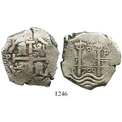 Potosi, Bolivia, cob 8 reales, 1700F.