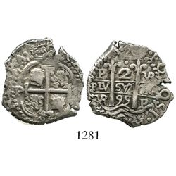 Potosi, Bolivia, cob 2 reales, 1695VR.