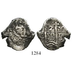 Potosi, Bolivia, cob 2 reales, 1705Y.