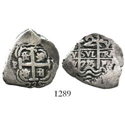 Potosi, Bolivia, cob 2 reales, 1725Y, (Louis I).