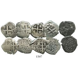Lot of 5 Potosi, Bolivia, cob 2 reales of Ferdinand VI, various dates: 1752q, 1753C/q, 1755q, 1756q