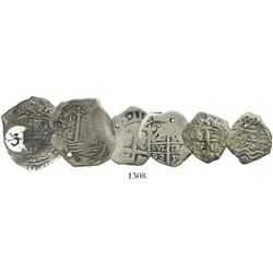 Lot of 3 Potosi, Bolivia, cob 2 reales, various dates: 1664E (ex-Sellschopp), 1693VR and 1756q.