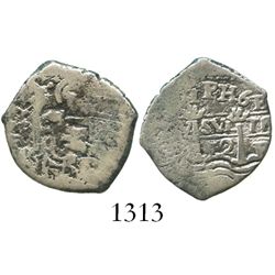 Potosi, Bolivia, cob 1 real, 1652E, post-transitional, 1-PH-6 at top.