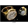 Image 1 : Potosi, Bolivia, cob 1 real, 1654E, Royal-like, contour-mounted with cross-side out in 14K men's gol