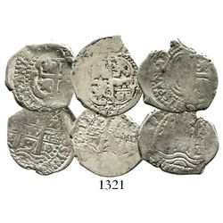 Lot of 3 Potosi, Bolivia, cob 1R of the mid-1600s, assayer E, various dates (1653E, 1669E and 1674E)