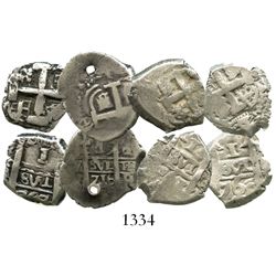 Lot of 4 Potosi, Bolivia, cob 1R of the 1700s, various dates and assayers (1716, 1760, 1761 and 1767