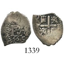 Potosi, Bolivia, cob 1/2 real, 1665E.