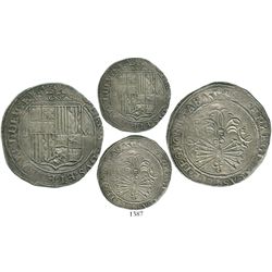 Seville, Spain, 8 reales, Ferdinand-Isabel, assayer Gothic D next to yoke, mintmark S to left of shi