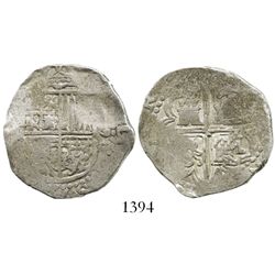 Seville, Spain, cob 4 reales, (15)91/0, assayer not visible (H), rare.