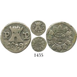 Cordoba, Argentina, 1/4 real, 1839P-P, Type II.