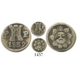 Cordoba, Argentina, 1/4 real, 1839P-P, Type III.