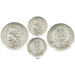 Argentina, 1 peso (patacon), 1882, encapsulated NGC MS63, finest known specimen graded by NGC.