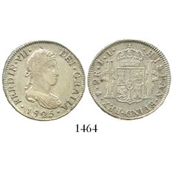 Potosi, Bolivia, bust 2 reales, Ferdinand VII, 1825JL.