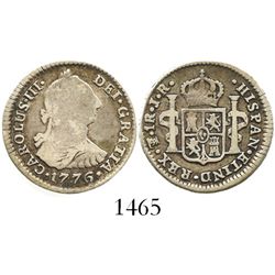 Potosi, Bolivia, bust 1 real, Charles III, 1776JR.