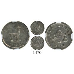 Potosi, Bolivia, 1/4 sol, 1852, encapsulated NGC MS 61.