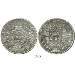 Brazil (Bahia mint), 960 reis, Joao VI, 1821-B, struck over an Argentina (River Plate Provinces, Pot