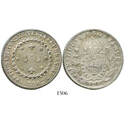 Brazil (Bahia mint), 960 reis, Pedro I, 1824-B, struck over a Zacatecas, Mexico, bust 8 reales of Fe